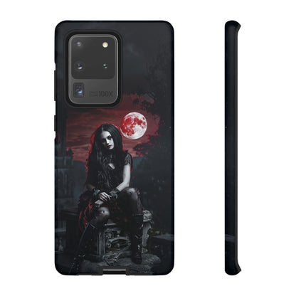 Gothic Vampire Girl Phone Case - Dark Fantasy Design with Blood Moon for iPhone,  Samsung Galaxy, and Google Pixel Devices