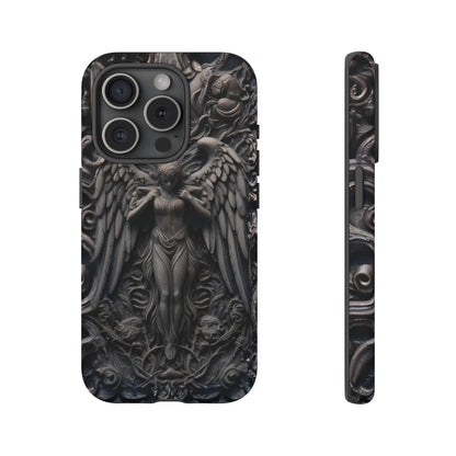 Grey Angel Phone Case – Gothic Marble Statue Design for iPhone, Samsung Galaxy, and Google Pixel Devices