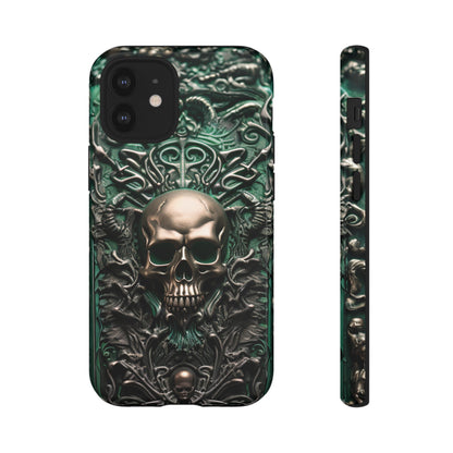 Green Skull Phone Case – Ornate Gothic Design for iPhone, Samsung Galaxy, and Google Pixel Devices