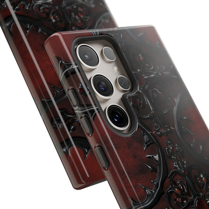 Vampiric Leather Phone Case for iPhone, Samsung Galaxy, and Google Pixel Devices - Gothic Ornate Design