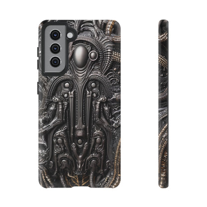 Biomechanical Horror Phone Case – Dark Sci-Fi Design for iPhone, Samsung Galaxy, Google Pixel Devices