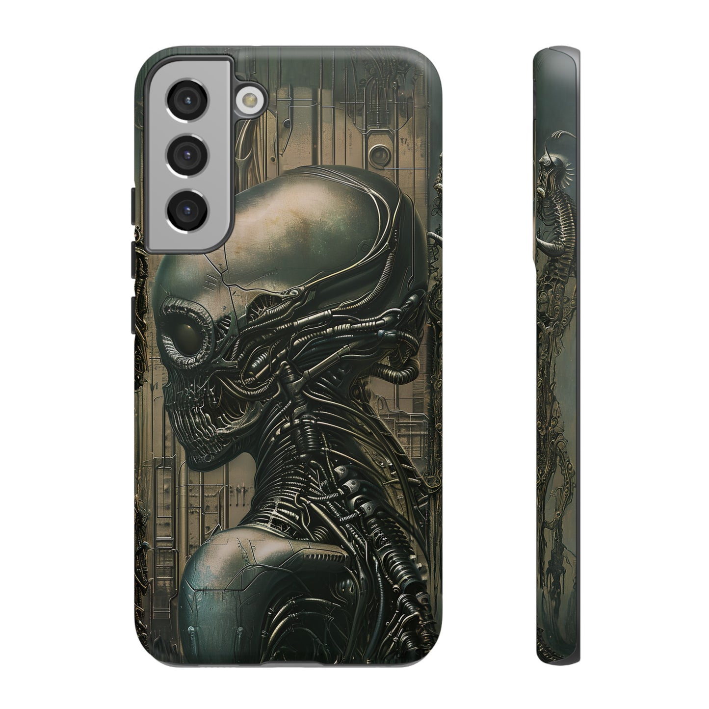 Biomechanical Android Phone Case – Futuristic Alien Horror H.R. Giger-Inspired Design for iPhone, Samsung Galaxy, and Google Pixel Devices