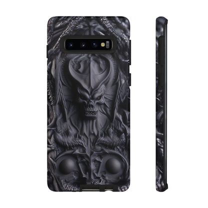 Black Demon Phone Case – Horned Hell Horror Design for iPhone, Samsung Galaxy, and Google Pixel Devices