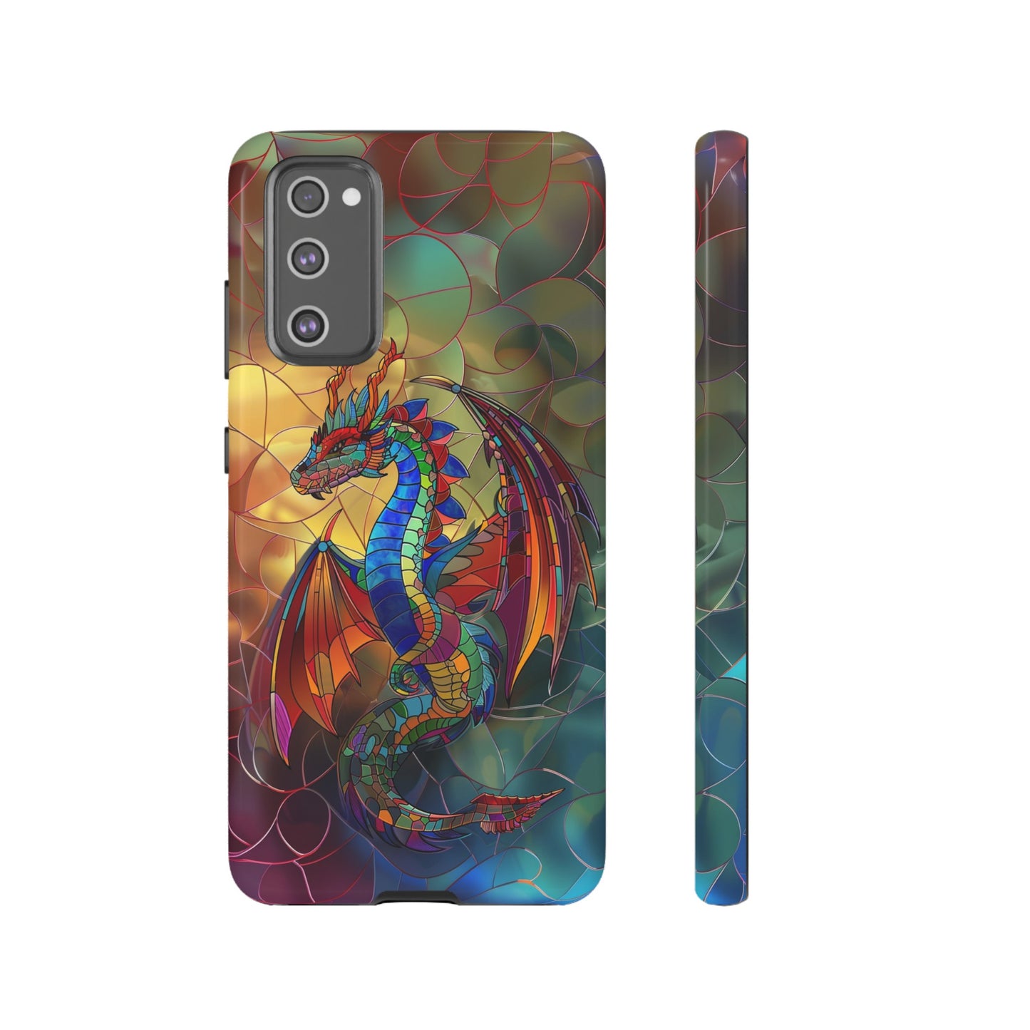 Stained Glass Dragon Phone Case - Colorful Fantasy Design for iPhone, Samsung Galaxy, Google Pixel Devices