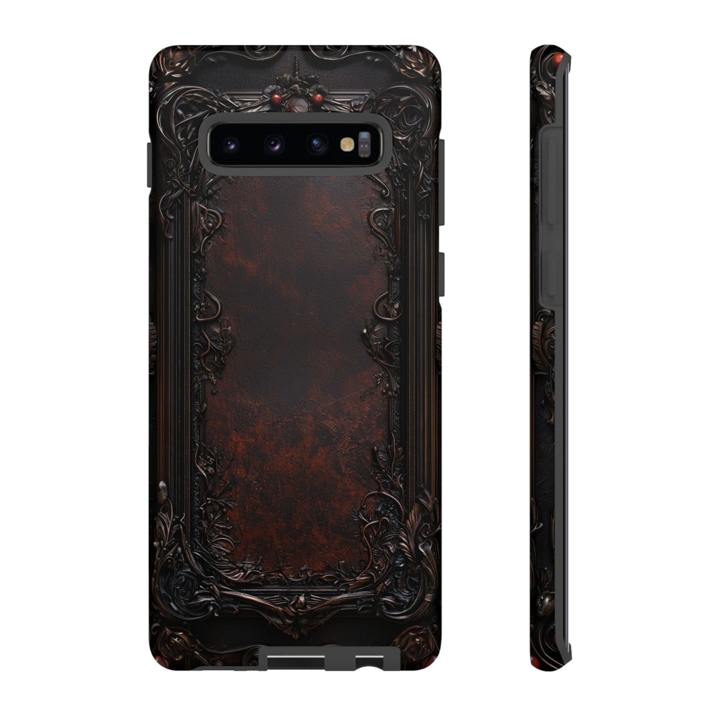 Gothic Ornate Leather-Inspired Phone Case - Dark Aesthetic Cover