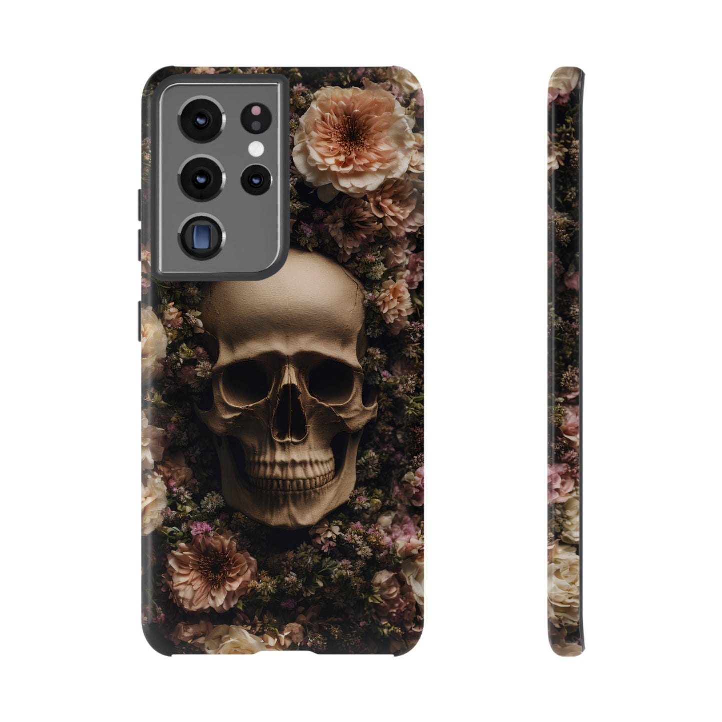 Skull and Flowers #2 Phone Case – Gothic Floral Design for iPhone, Samsung Galaxy, and Google Pixel Devices