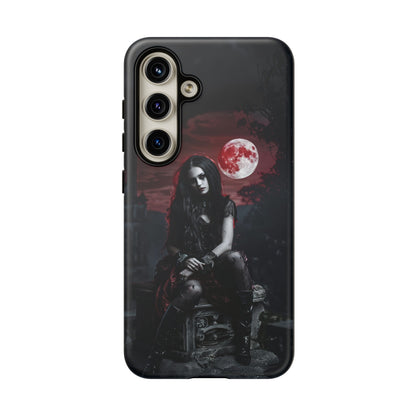 Gothic Vampire Girl Phone Case - Dark Fantasy Design with Blood Moon for iPhone,  Samsung Galaxy, and Google Pixel Devices