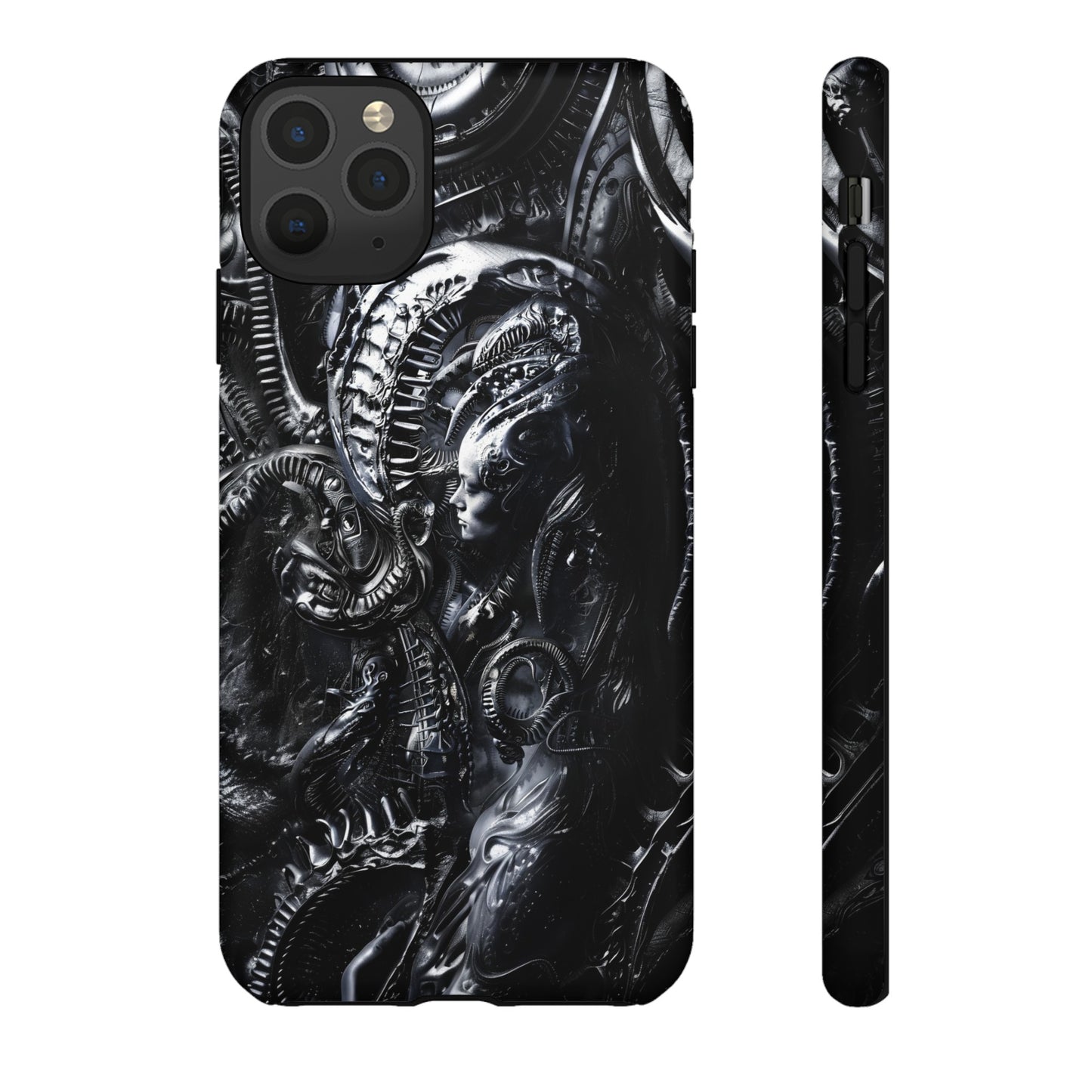 Biomechanical Transhumanism Phone Case – Alien Horror Design for iPhone and Samsung Galaxy Devices