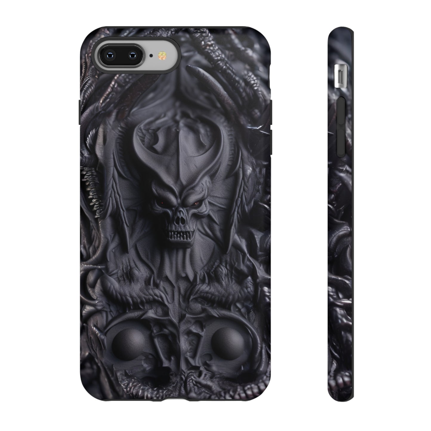 Black Demon Phone Case – Horned Hell Horror Design for iPhone, Samsung Galaxy, and Google Pixel Devices