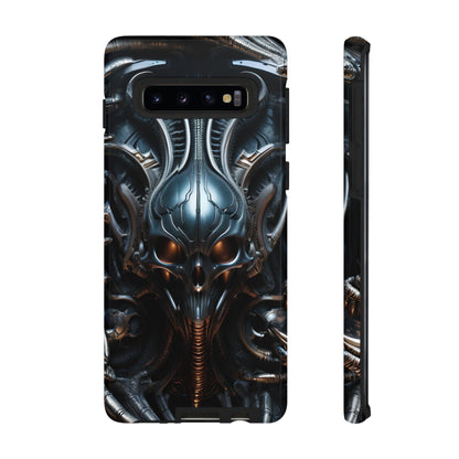 Metallic Alien Mask Phone Case – Futuristic Alien Horror Design for iPhone, Samsung Galaxy, and Google Pixel Devices