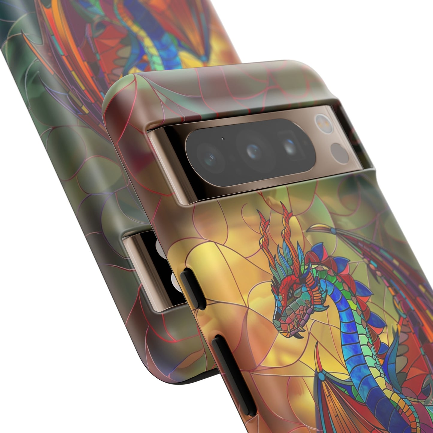 Stained Glass Dragon Phone Case - Colorful Fantasy Design for iPhone, Samsung Galaxy, Google Pixel Devices