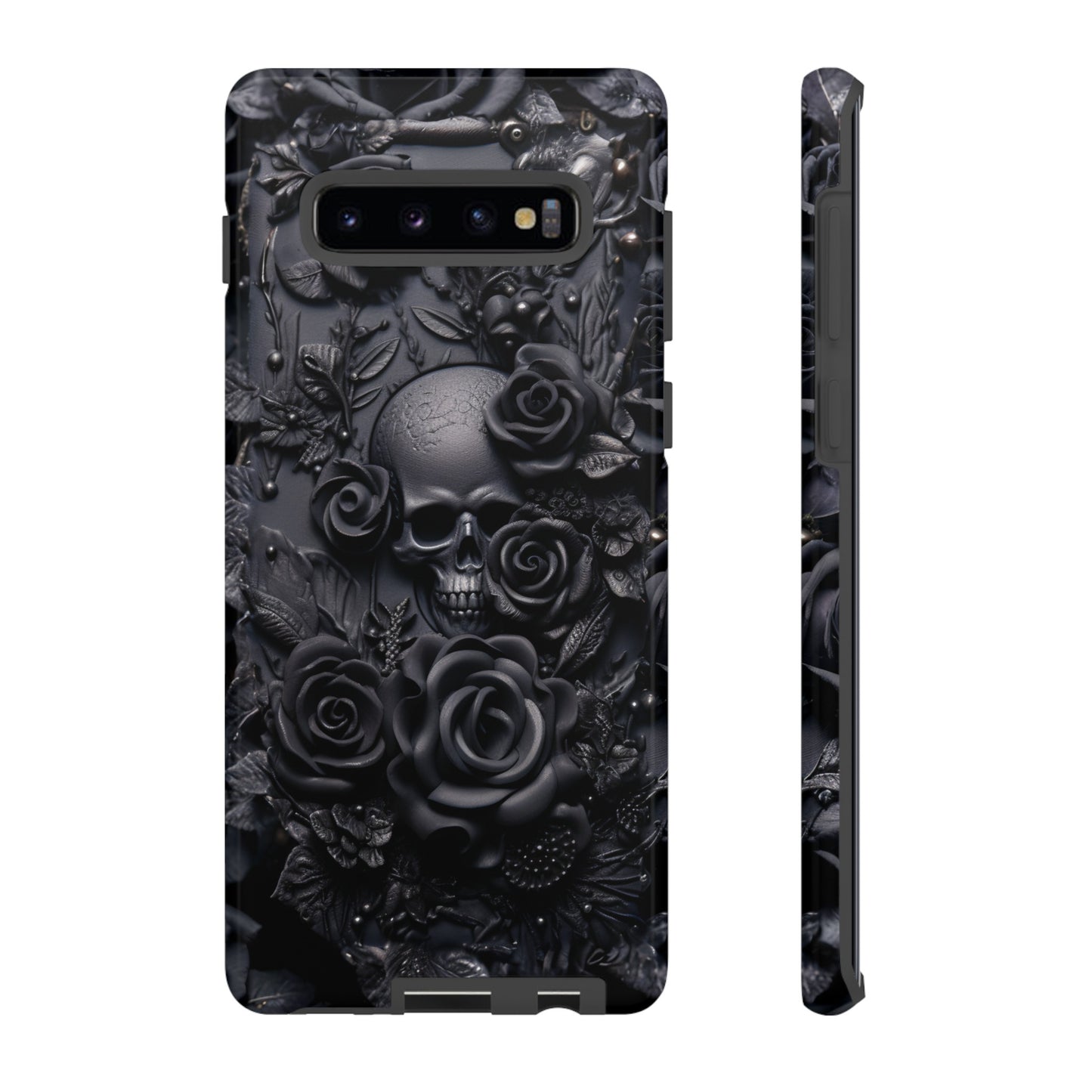 Gothic Black Roses Tough Phone Case – Elegant Dark Floral Design for iPhone, Samsung Galaxy, and Google Pixel Devices