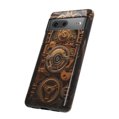 Gearworks Tough Phone Case – Steampunk Clockwork Design for iPhone, Samsung Galaxy, and Google Pixel Devices