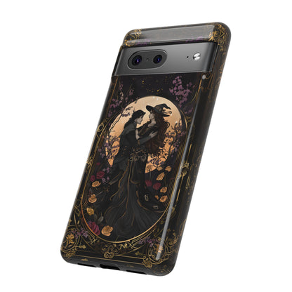 Gothic Romance Phone Case - Enchanted Witch and Lover Design for iPhone, Samsung Galaxy, and Google Pixel Devices