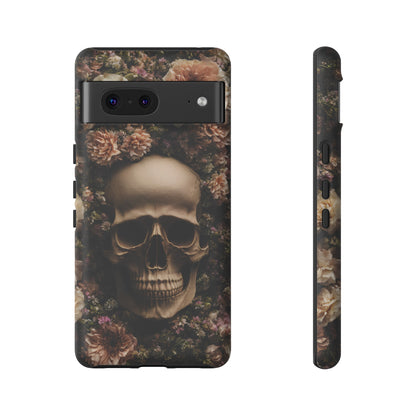 Skull and Flowers #2 Phone Case – Gothic Floral Design for iPhone, Samsung Galaxy, and Google Pixel Devices