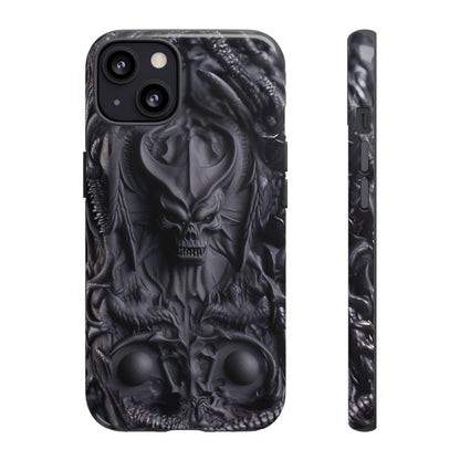 Black Demon Phone Case – Horned Hell Horror Design for iPhone, Samsung Galaxy, and Google Pixel Devices