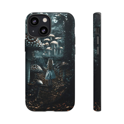 Alice in the Mushroom Forest Phone Case – Fantasy Wonderland Design for iPhone, Samsung Galaxy, and Google Pixel Devices