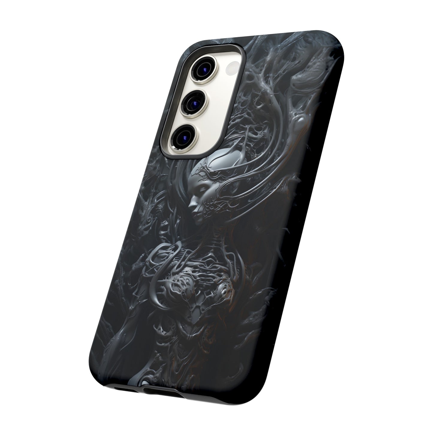 Biomechanical Beauty Phone Case – Futuristic Alien Design for iPhone, Samsung Galaxy, and Google Pixel Devices