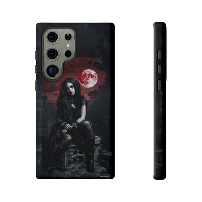 Gothic Vampire Girl Phone Case - Dark Fantasy Design with Blood Moon for iPhone,  Samsung Galaxy, and Google Pixel Devices