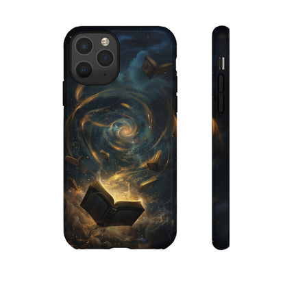 Magical Galaxy Swirling Books Phone Case - Celestial Book Lover's Gift for iPhone, Samsung Galaxy, and Google Pixel Devices