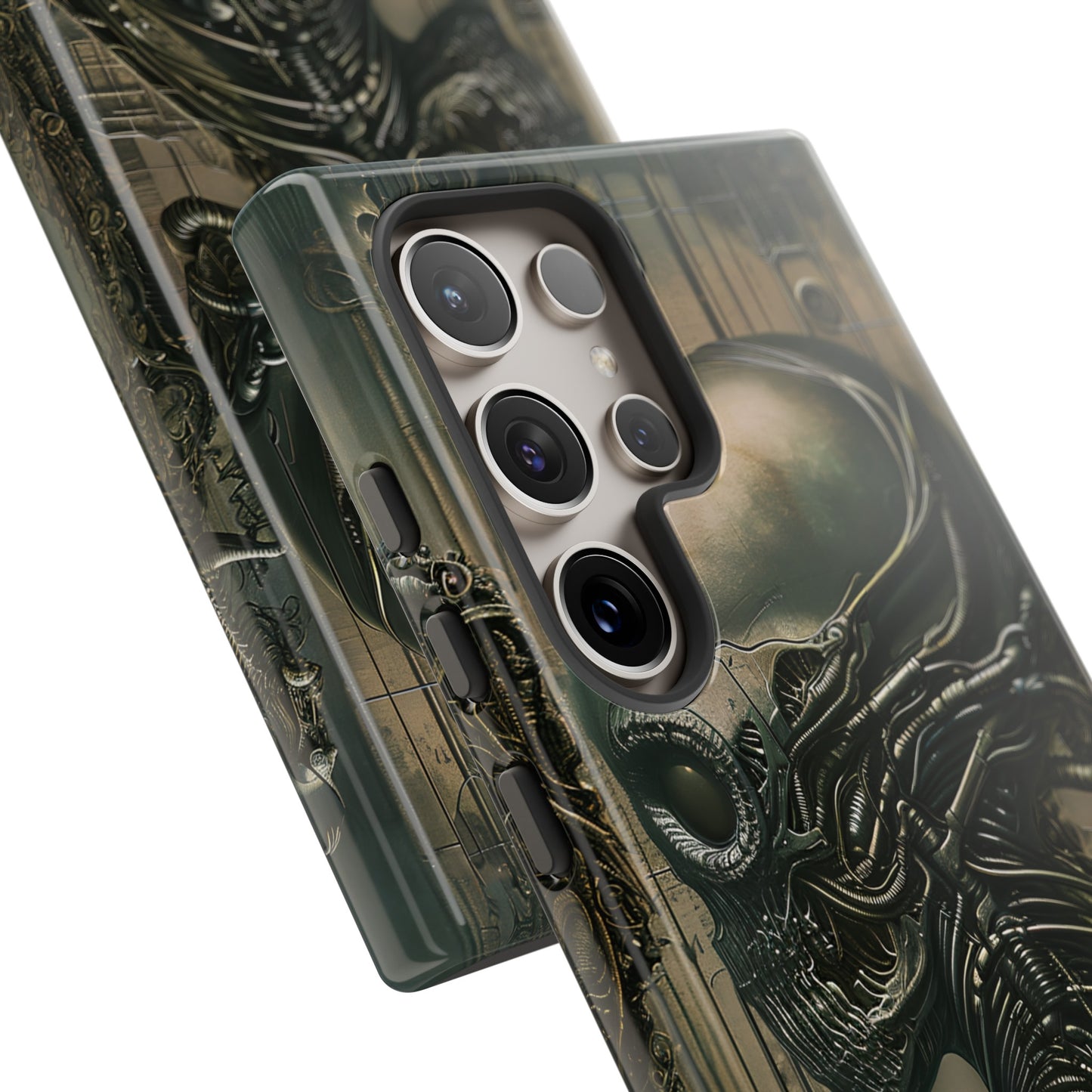 Biomechanical Android Phone Case – Futuristic Alien Horror H.R. Giger-Inspired Design for iPhone, Samsung Galaxy, and Google Pixel Devices