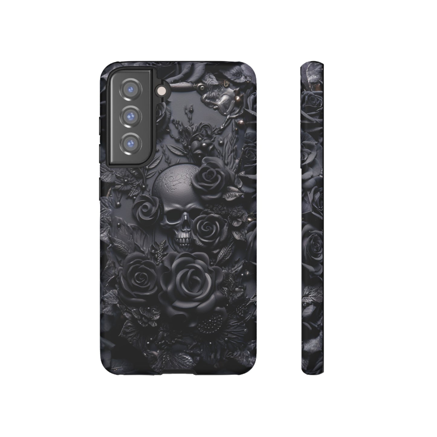 Gothic Black Roses Tough Phone Case – Elegant Dark Floral Design for iPhone, Samsung Galaxy, and Google Pixel Devices