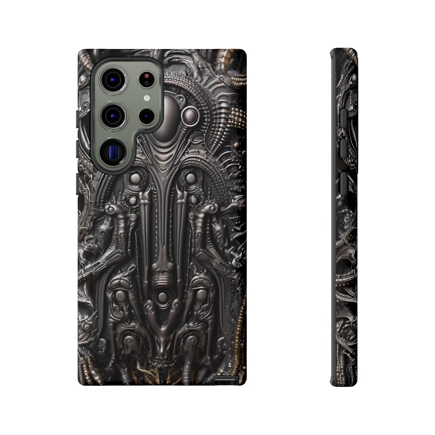 Biomechanical Horror Phone Case – Dark Sci-Fi Design for iPhone, Samsung Galaxy, Google Pixel Devices