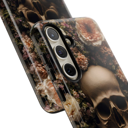 Skull and Flowers #2 Phone Case – Gothic Floral Design for iPhone, Samsung Galaxy, and Google Pixel Devices