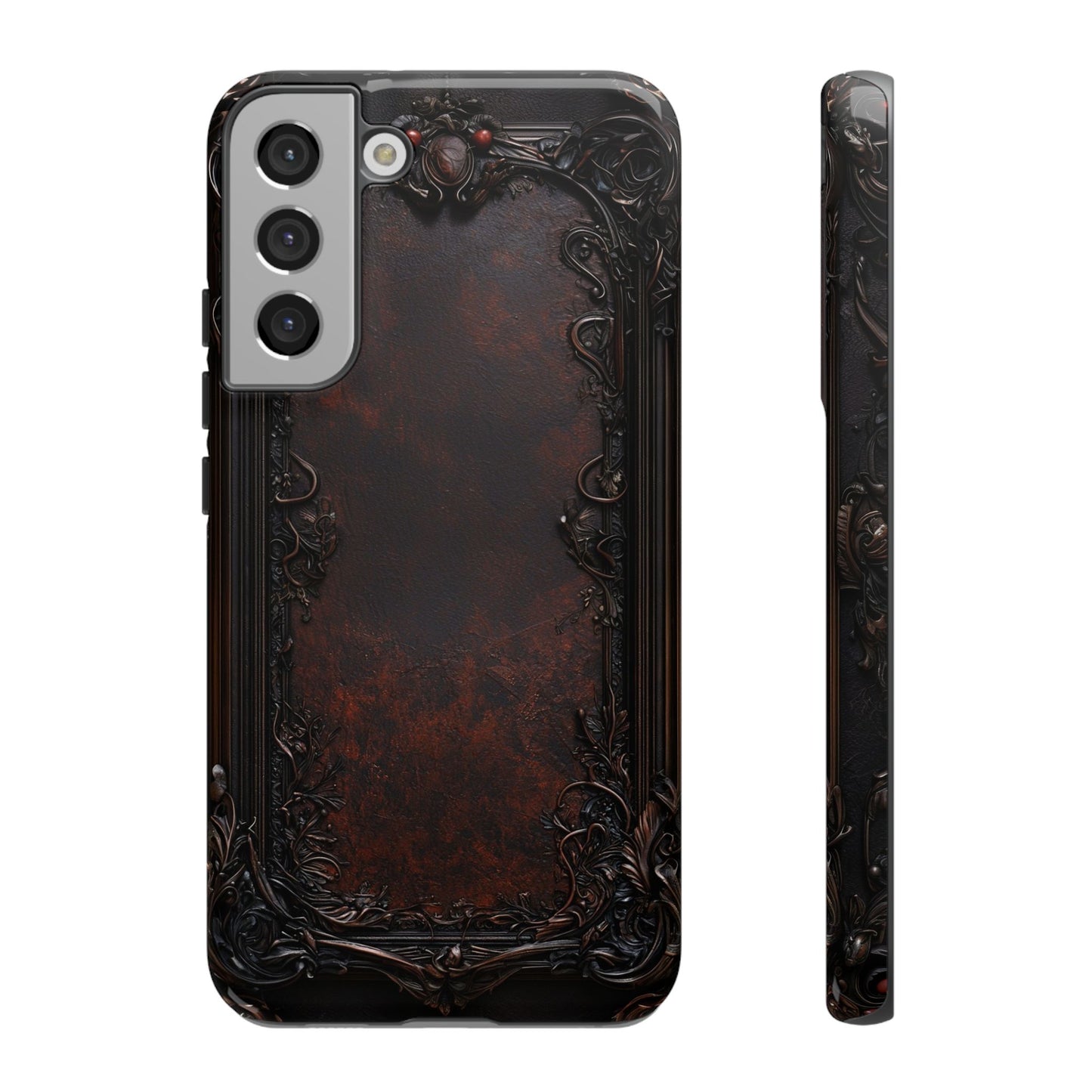 Gothic Ornate Leather-Inspired Phone Case - Dark Aesthetic Cover