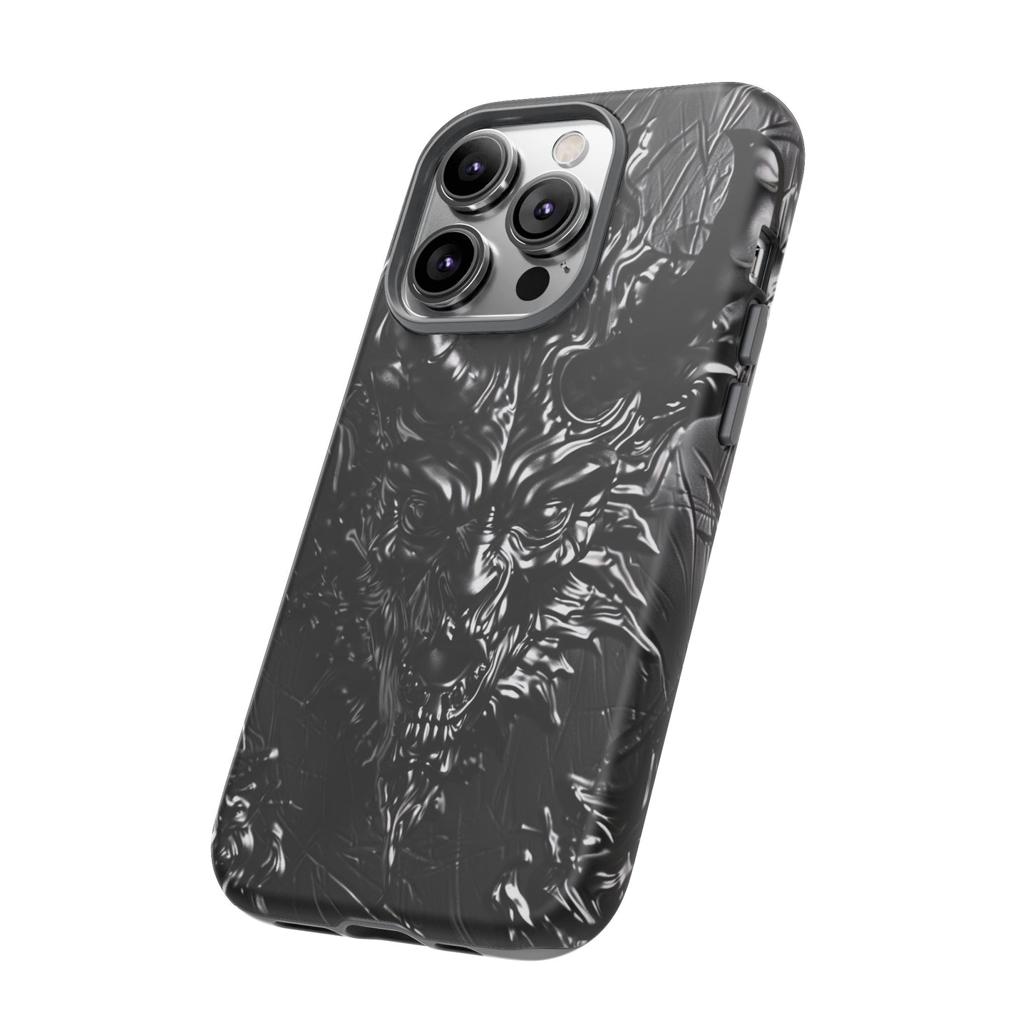 Silver Devil Phone Case – Gothic Demon Design for iPhone, Samsung Galaxy, and Google Pixel Devices