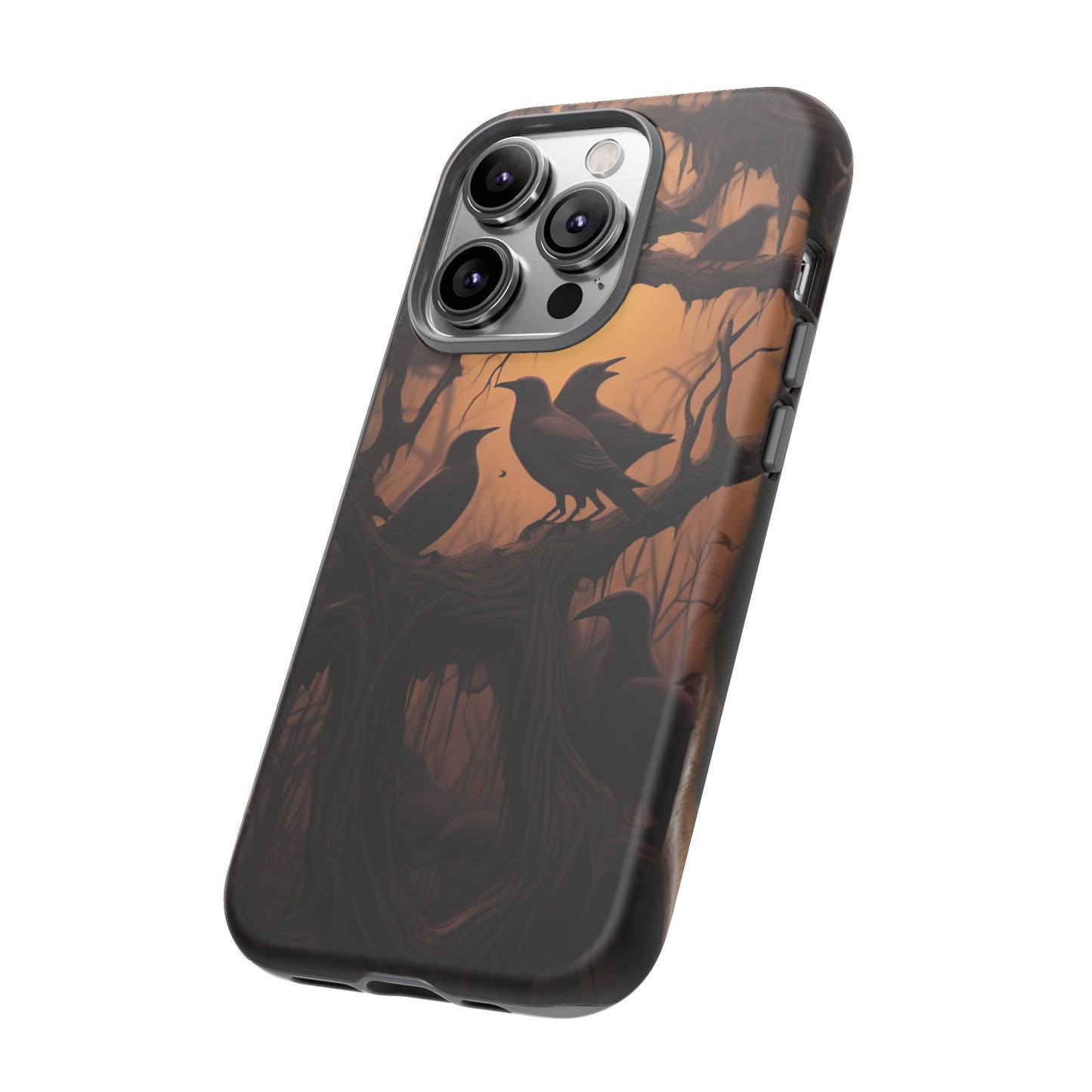 Ravens at Dusk Phone Case – Gothic Halloween Design with Edgar Allan Poe Inspired Crows for iPhone, Samsung Galaxy, and Google Pixel Devices