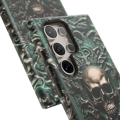 Green Skull Phone Case – Ornate Gothic Design for iPhone, Samsung Galaxy, and Google Pixel Devices