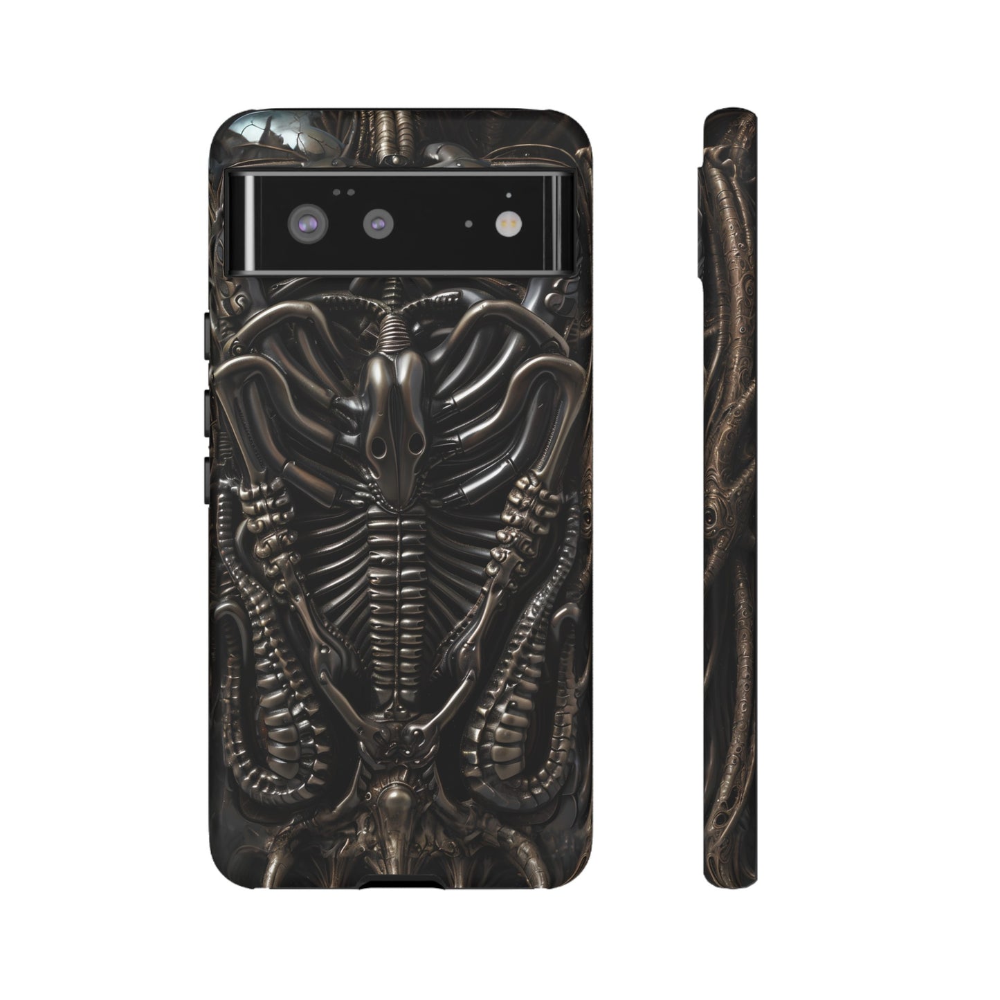 Biomechanical Nightmares Tough Phone Case – Alien Horror Design for iPhone and Samsung Galaxy Devices