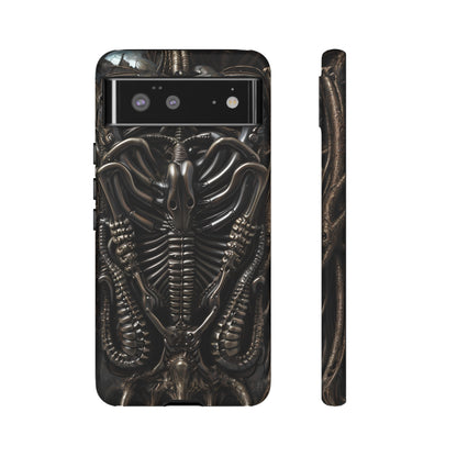 Biomechanical Nightmares Tough Phone Case – Alien Horror Design for iPhone and Samsung Galaxy Devices