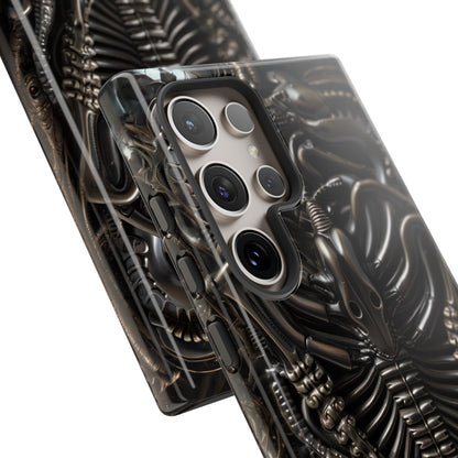 Biomechanical Nightmares Tough Phone Case – Alien Horror Design for iPhone and Samsung Galaxy Devices