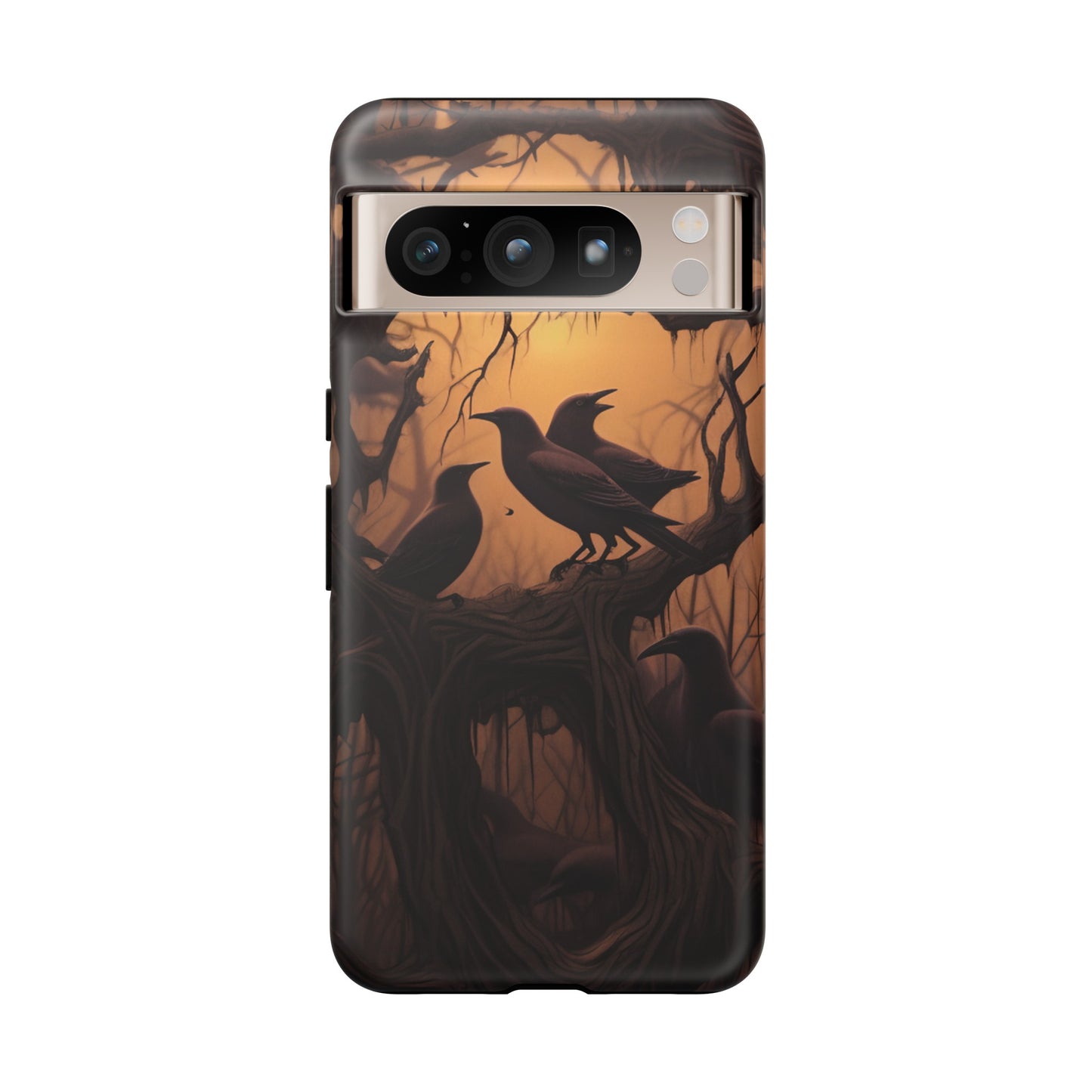 Ravens at Dusk Phone Case – Gothic Halloween Design with Edgar Allan Poe Inspired Crows for iPhone, Samsung Galaxy, and Google Pixel Devices