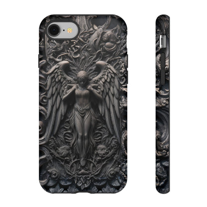 Grey Angel Phone Case – Gothic Marble Statue Design for iPhone, Samsung Galaxy, and Google Pixel Devices