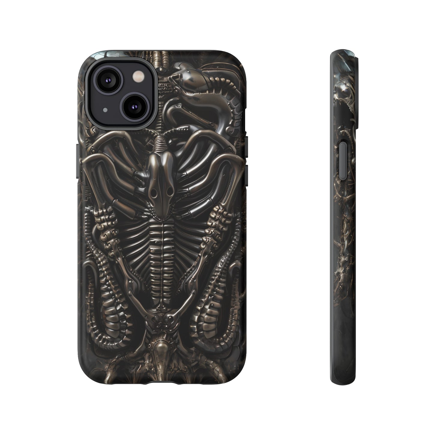 Biomechanical Nightmares Tough Phone Case – Alien Horror Design for iPhone and Samsung Galaxy Devices