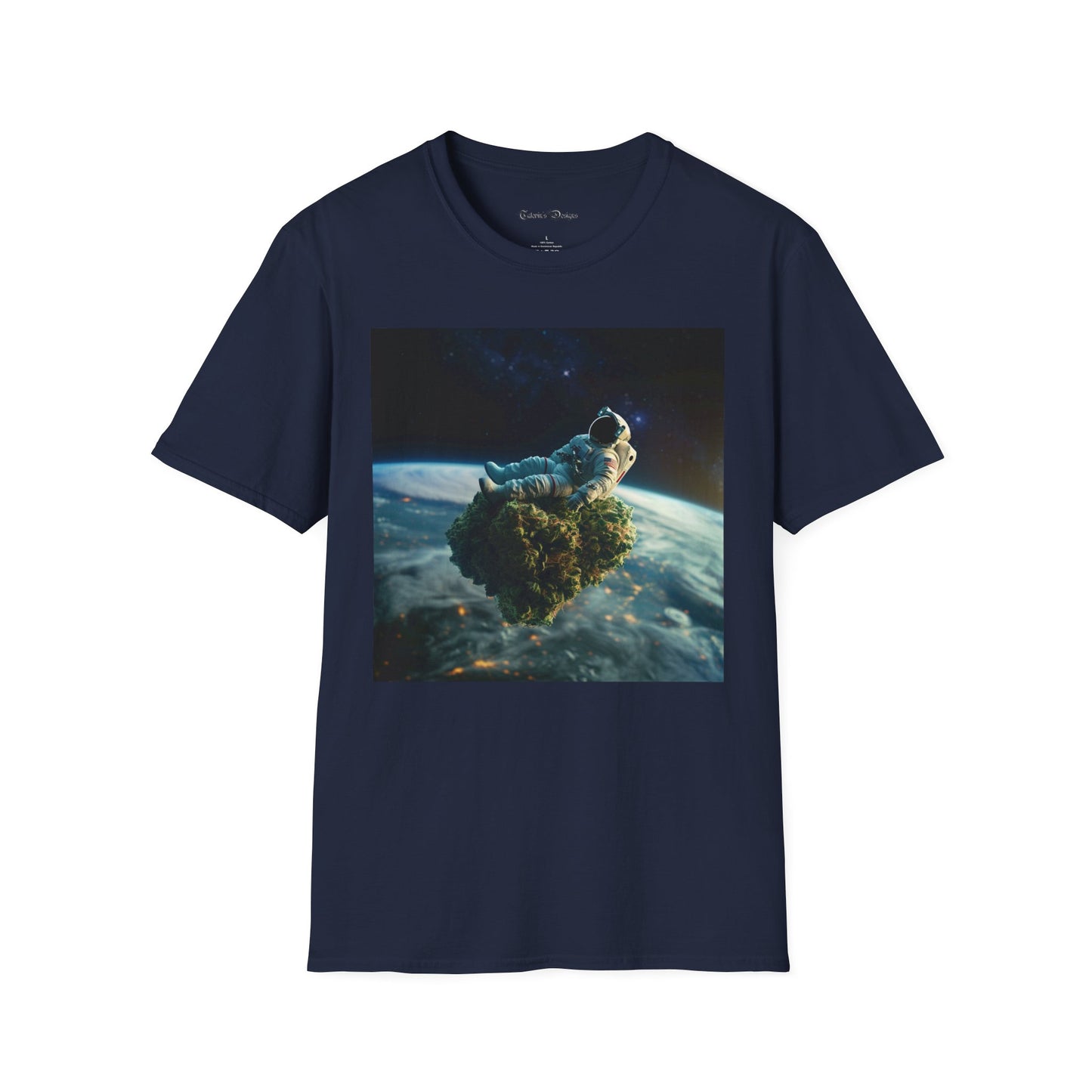 Space Explorer Astronaut on Floating Cannabis Bud T-Shirt