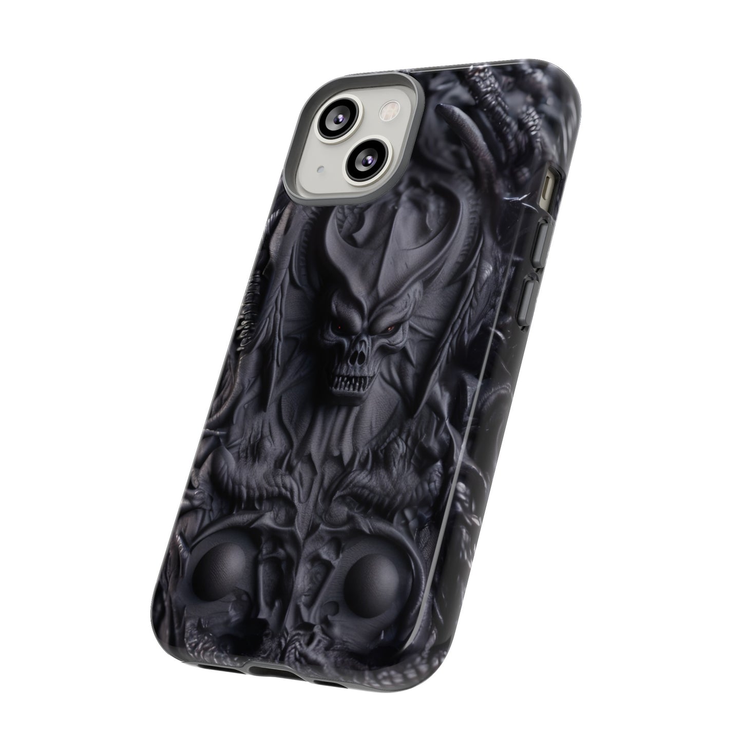 Black Demon Phone Case – Horned Hell Horror Design for iPhone, Samsung Galaxy, and Google Pixel Devices