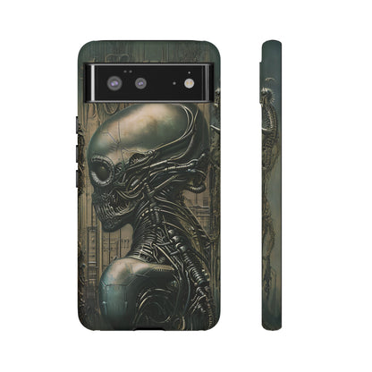 Biomechanical Android Phone Case – Futuristic Alien Horror H.R. Giger-Inspired Design for iPhone, Samsung Galaxy, and Google Pixel Devices