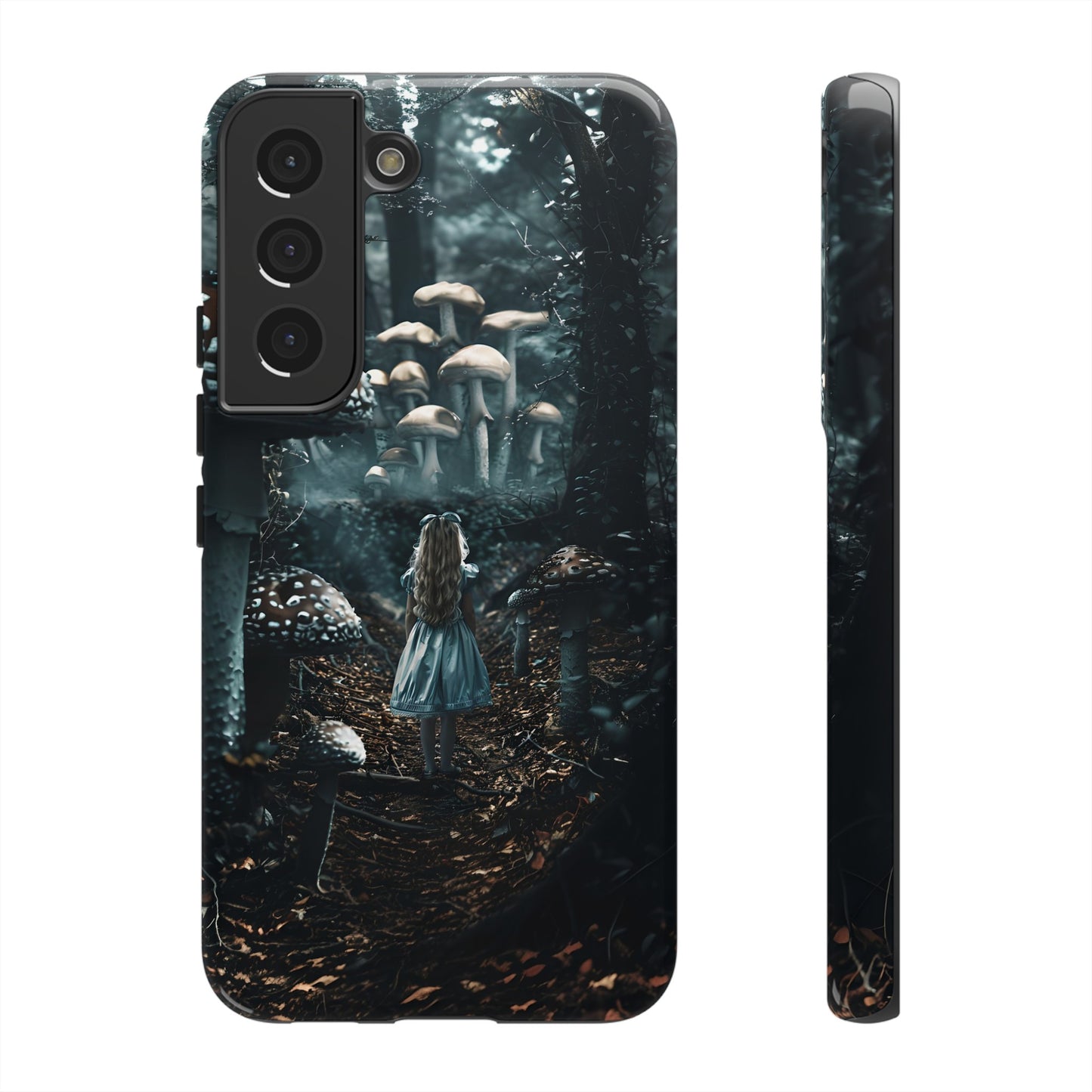 Alice in the Mushroom Forest Phone Case – Fantasy Wonderland Design for iPhone, Samsung Galaxy, and Google Pixel Devices