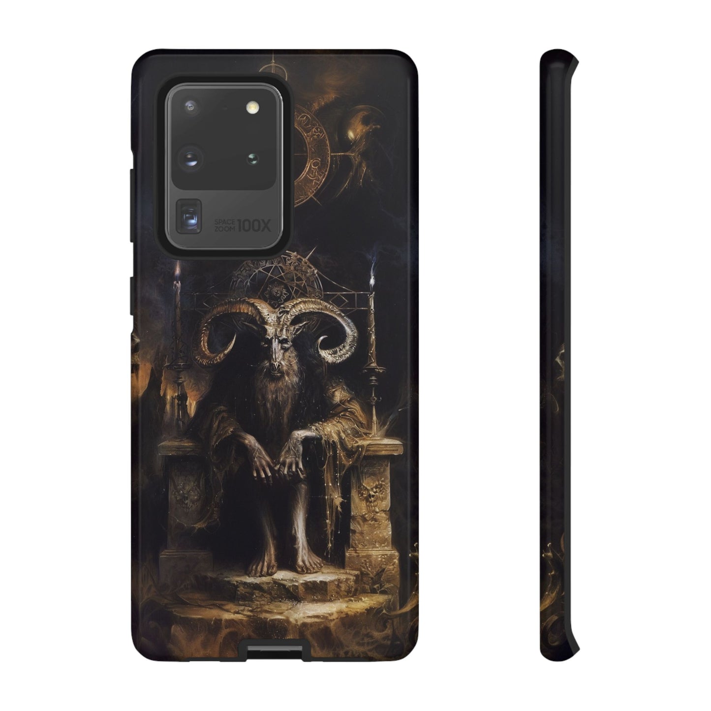 Dark Gothic Goat Demon Phone Case - Occult Horned Beast Art Design