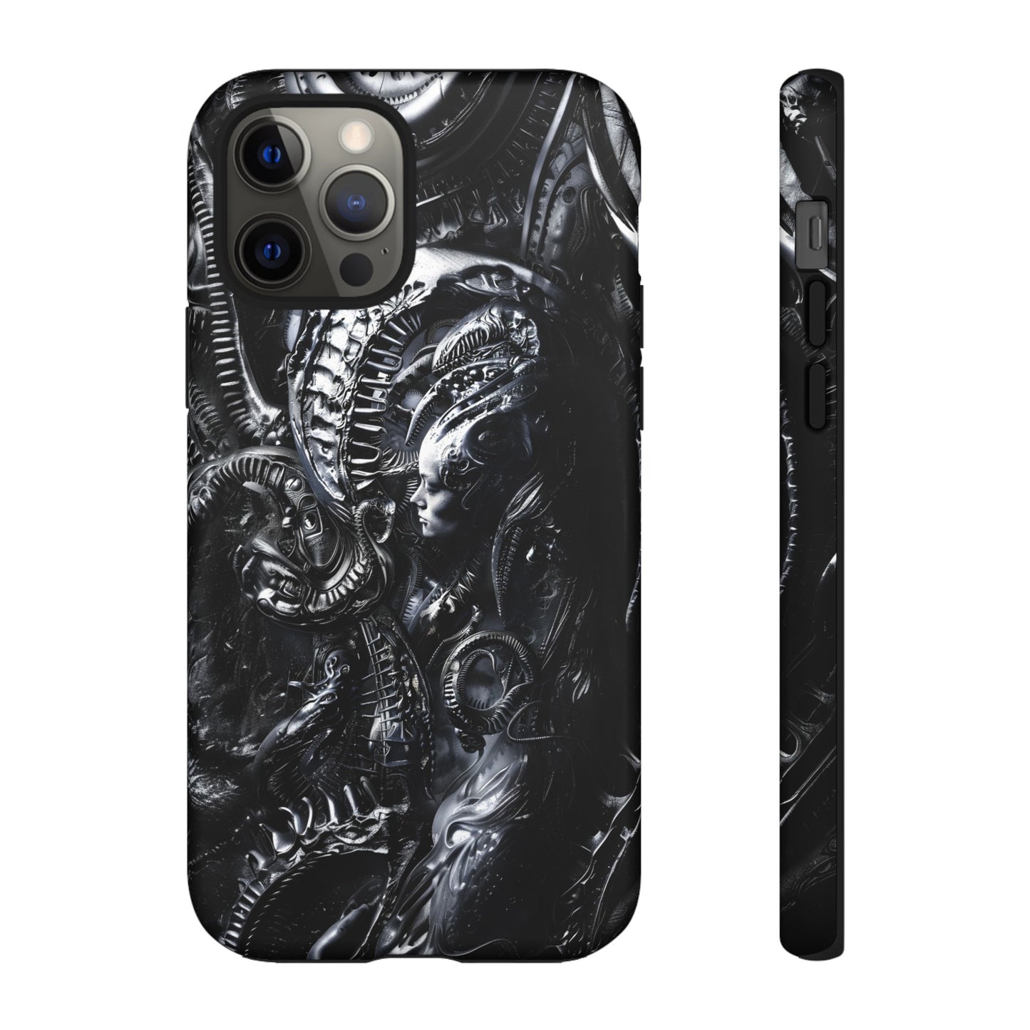 Biomechanical Transhumanism Phone Case – Alien Horror Design for iPhone and Samsung Galaxy Devices