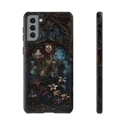 Elegant Gothic Flower Art Phone Case - Intricate Floral Design for iPhone, Samsung Galaxy, and Google Pixel Devices