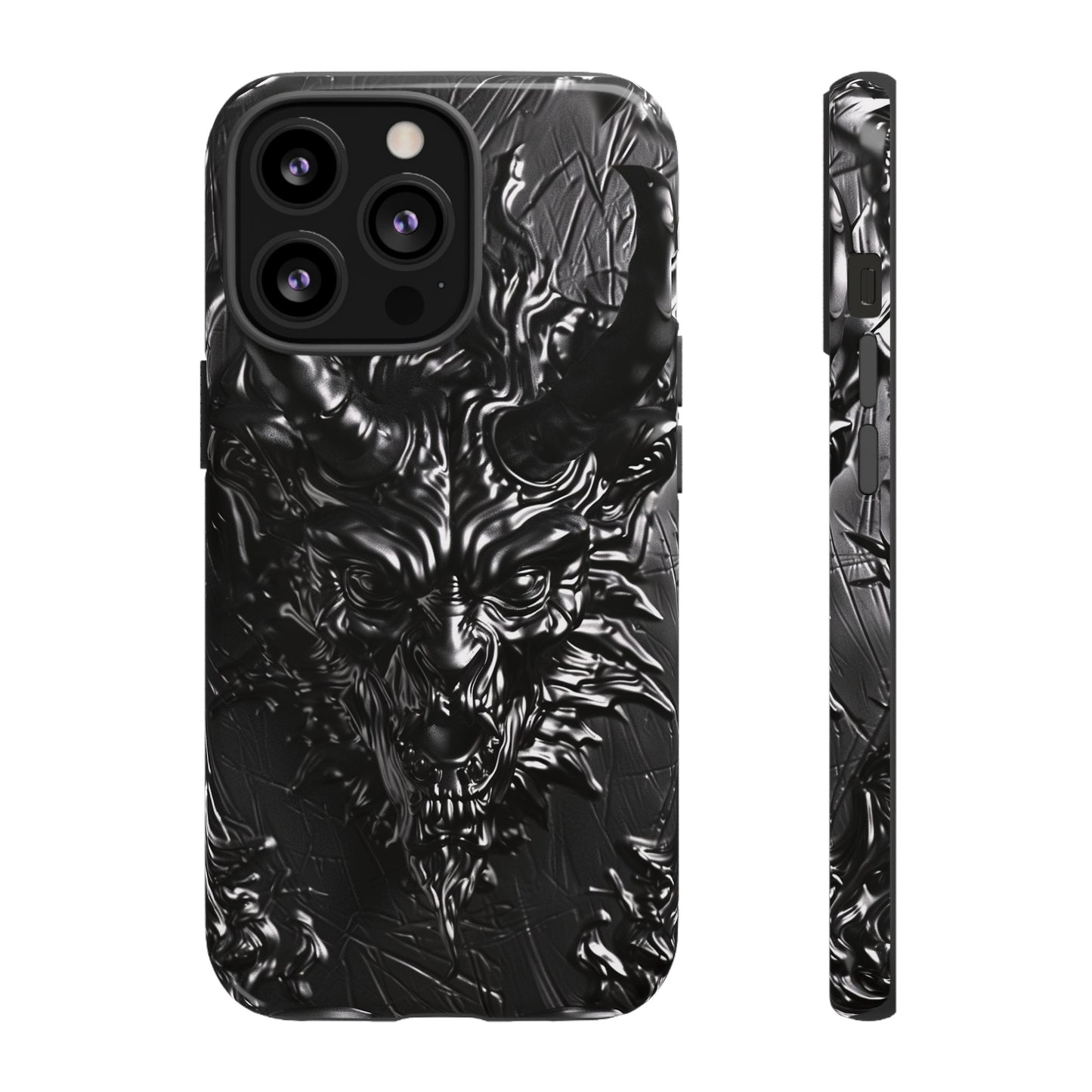 Silver Devil Phone Case – Gothic Demon Design for iPhone, Samsung Galaxy, and Google Pixel Devices