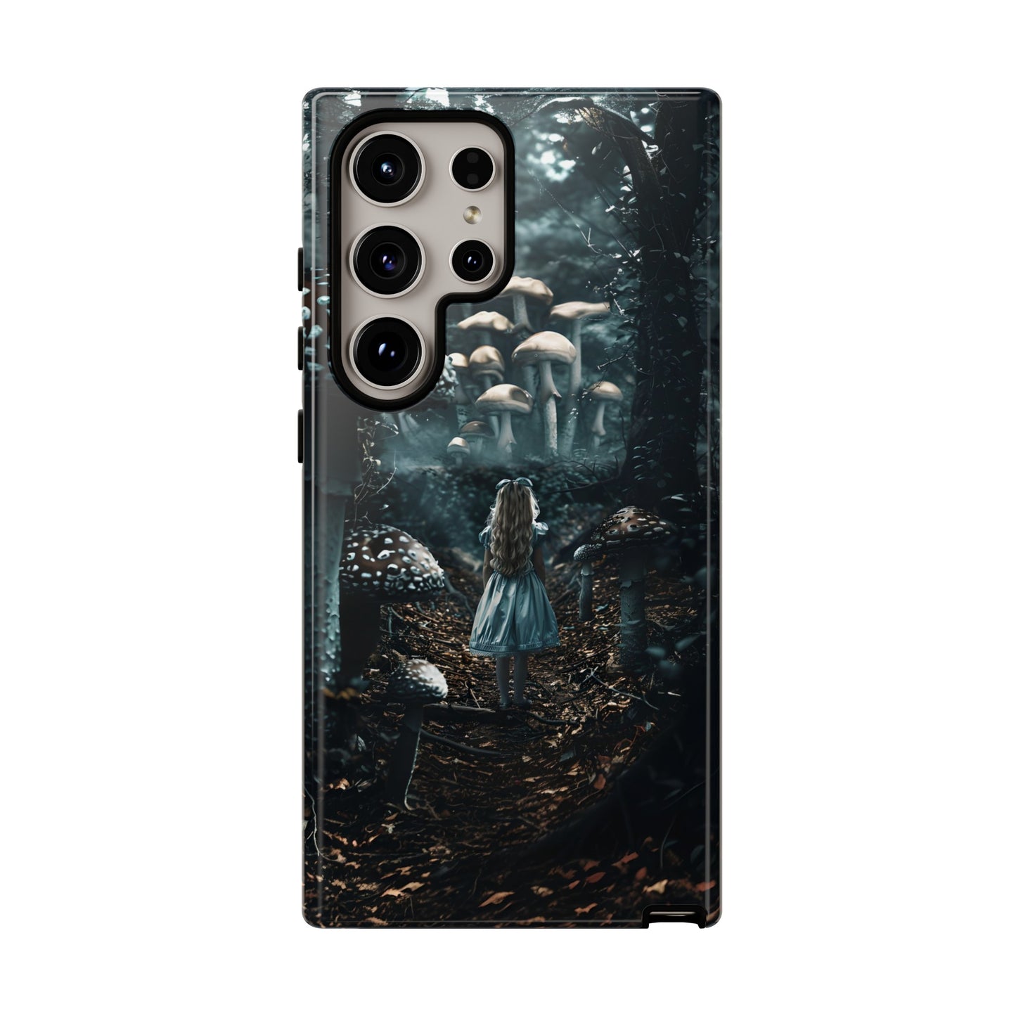 Alice in the Mushroom Forest Phone Case – Fantasy Wonderland Design for iPhone, Samsung Galaxy, and Google Pixel Devices