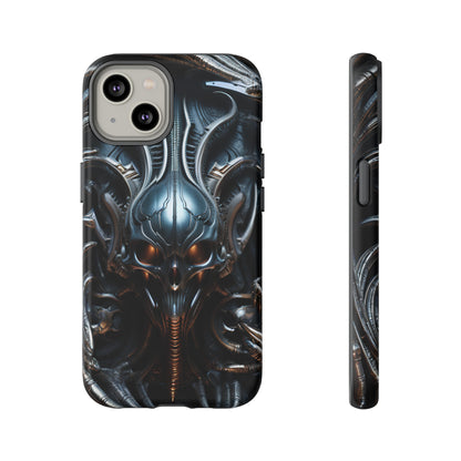 Metallic Alien Mask Phone Case – Futuristic Alien Horror Design for iPhone, Samsung Galaxy, and Google Pixel Devices