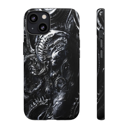 Biomechanical Transhumanism Phone Case – Alien Horror Design for iPhone and Samsung Galaxy Devices