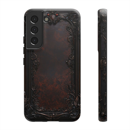 Gothic Ornate Leather-Inspired Phone Case - Dark Aesthetic Cover